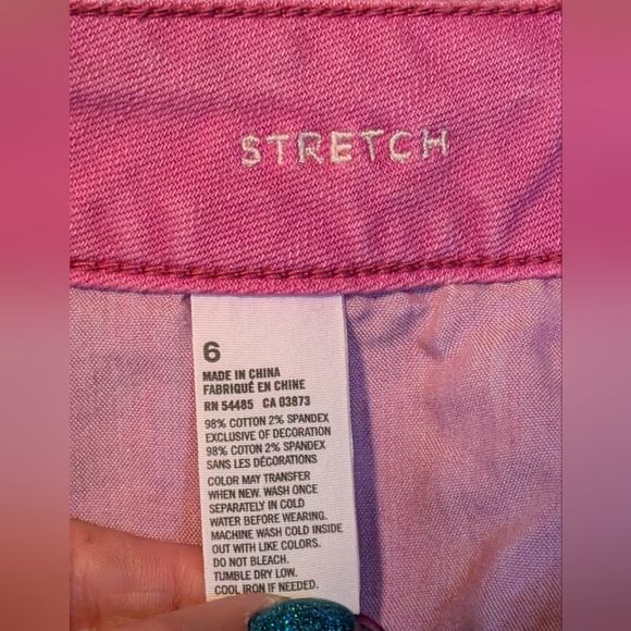 AE Next Level Low-Rise Denim Midi Stretch Pink Denim Shorts Size 6 - Picture 7 of 10